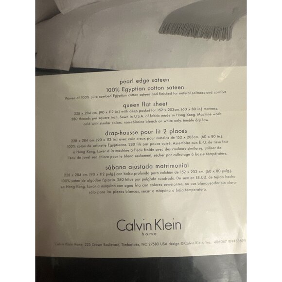 Calvin Klein Pearl Edge Queen Flat Sheet 100% Egyptian Cotton  Sateen Dark Plum - Picture 3 of 6